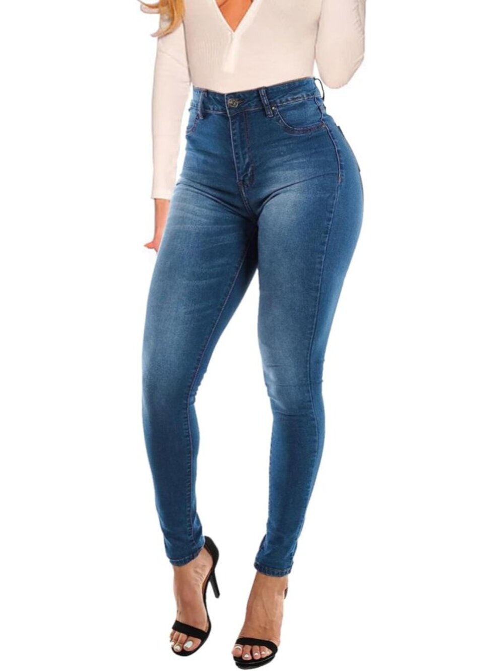 🆕Women's Medium Blue High Waist Stretch Butt Lifting Skinny Colombian Jeans